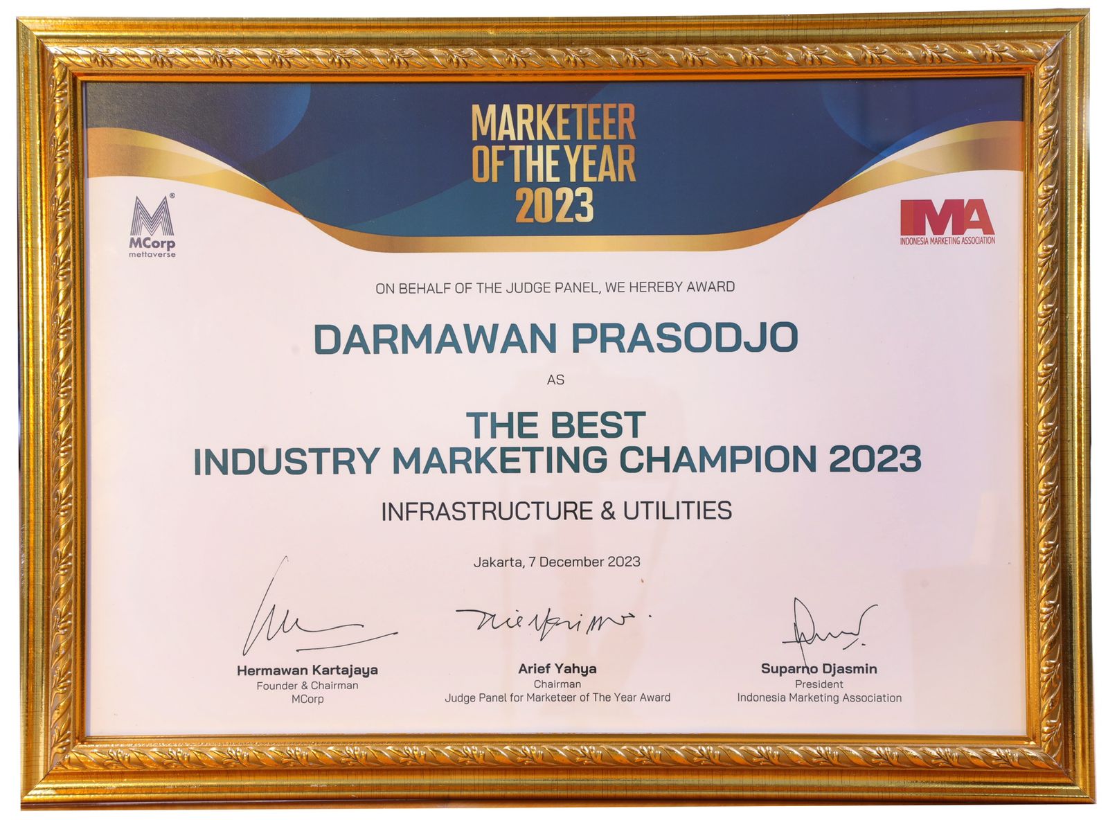 Darmawan Prasodjo Raih The Best Industry Marketing Champion 2023