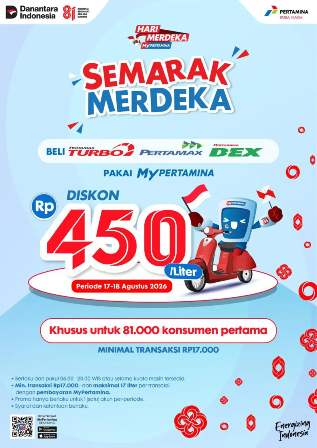 HUT RI ke-81, Pertamina Tebar Diskon BBM Rp450 per Liter Lewat MyPertamina