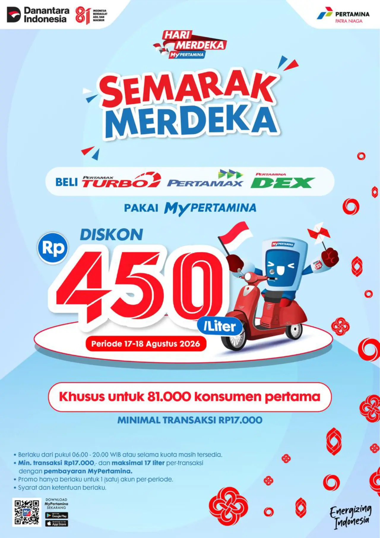 HUT RI ke-81, Pertamina Tebar Diskon BBM Rp450 per Liter Lewat MyPertamina